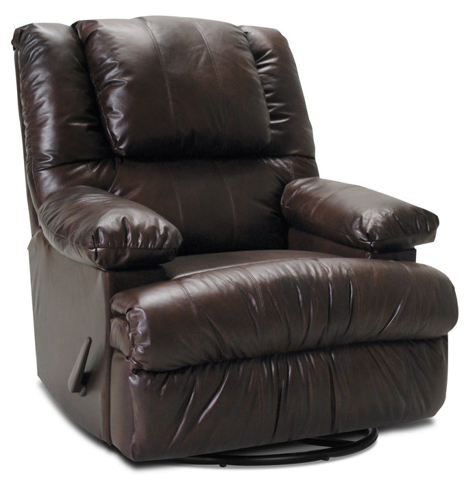 Fauteuil inclinable pivotant et coulissant 5598  en cuir véritable avec accoudoirs de rangement - chocolat