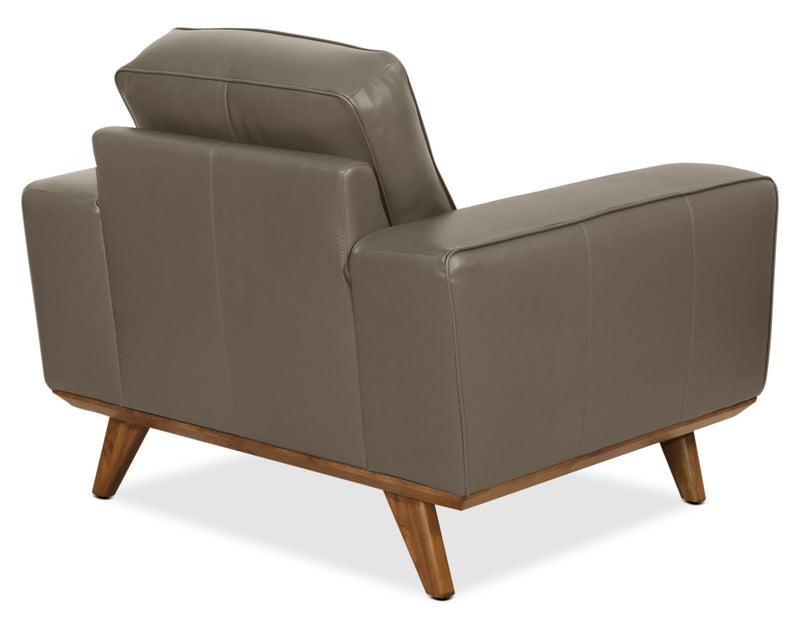 Fauteuil Kai en cuir véritable – gris