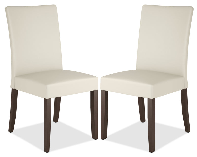 Chaise de salle à manger Atwood en similicuir, ensemble de 2 - crème