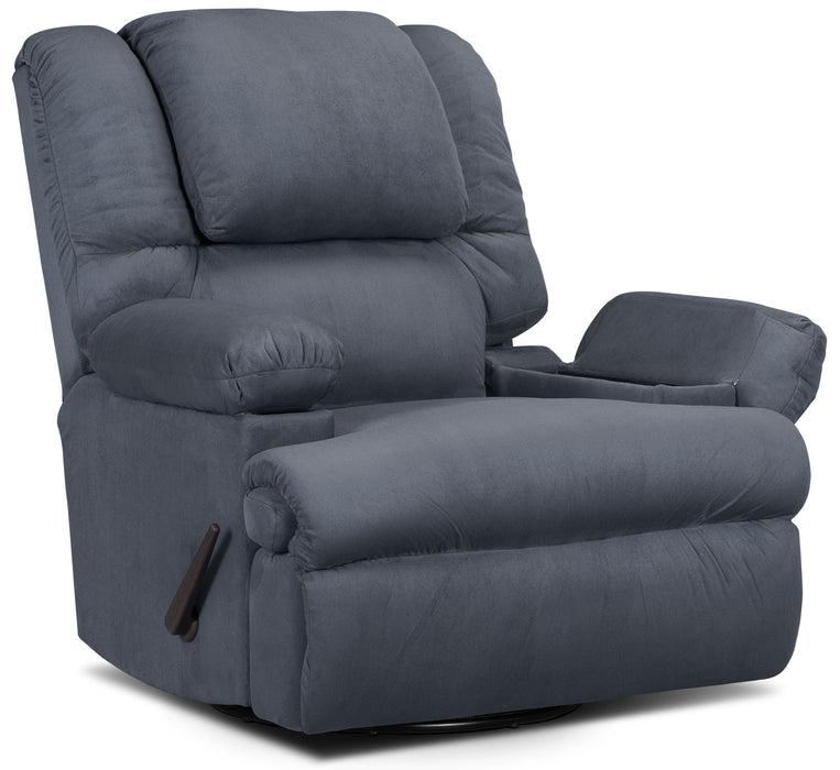 Fauteuil inclinable coulissant 5598  en suède rembourré avec rangement - marine