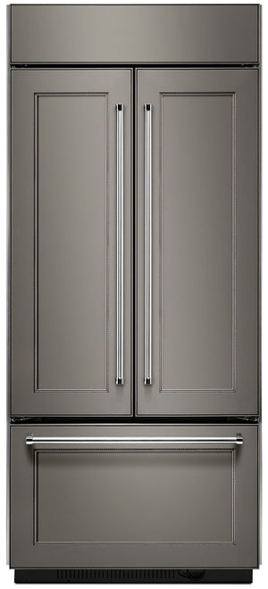 Réfrigérateur KitchenAid de 20,8 pi³ et de 36 po à portes françaises à congélateur inférieur - panneau personnalisable - KBFN506EPA