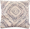 Coussin décoratif médaillon vieilli - blanc cassé, bleu et blanc