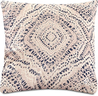 Coussin décoratif médaillon vieilli - blanc cassé, bleu et blanc